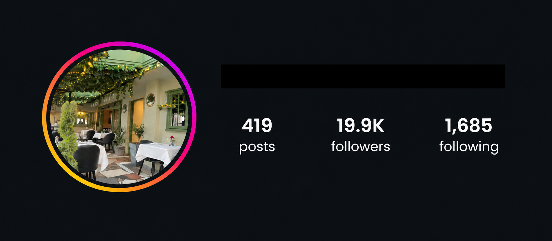 Restaurant Instagram account after TicTec content marketing