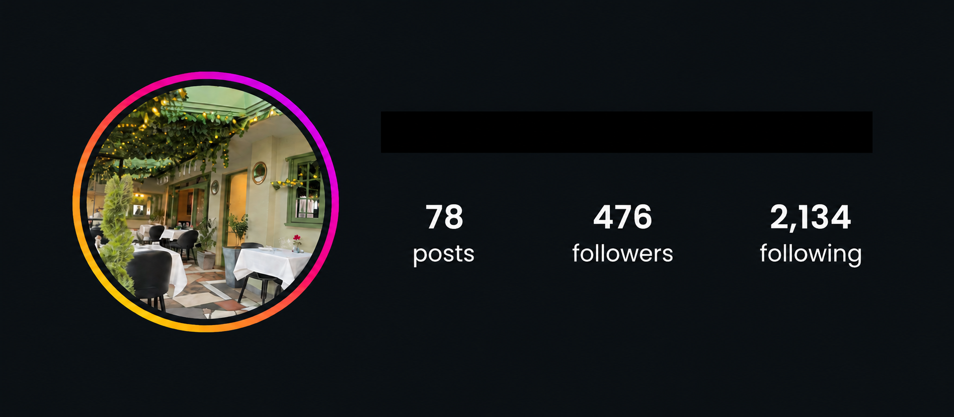Restaurant Instagram account before TicTec content marketing